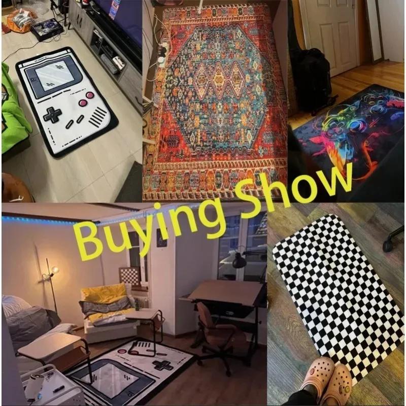 Non-Slip Vintage Mandala Area Mat Bohemian Style Polyester Rug for Living Room Bedroom Entryway Vibrant Home Decoration Carpet