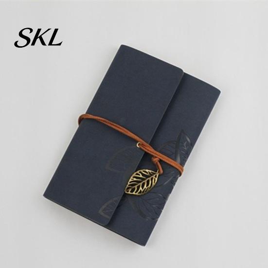 Unique Strap Pendant Notebook Vintage Faux Leather Journal, A5 A6 A7 6 Ring Loose-Leaf Retro Design Journal with Metal Leaf for Writing, Sketching,