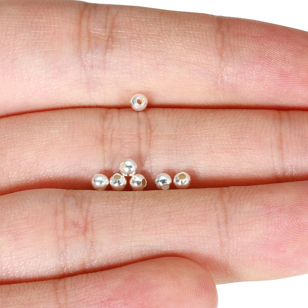 10-30pcs 2-5mm 100% Real 925 Sterling Silver Round Beads Spacer Beads Accessories for Bracelet Necklace Jewelry Making Findings