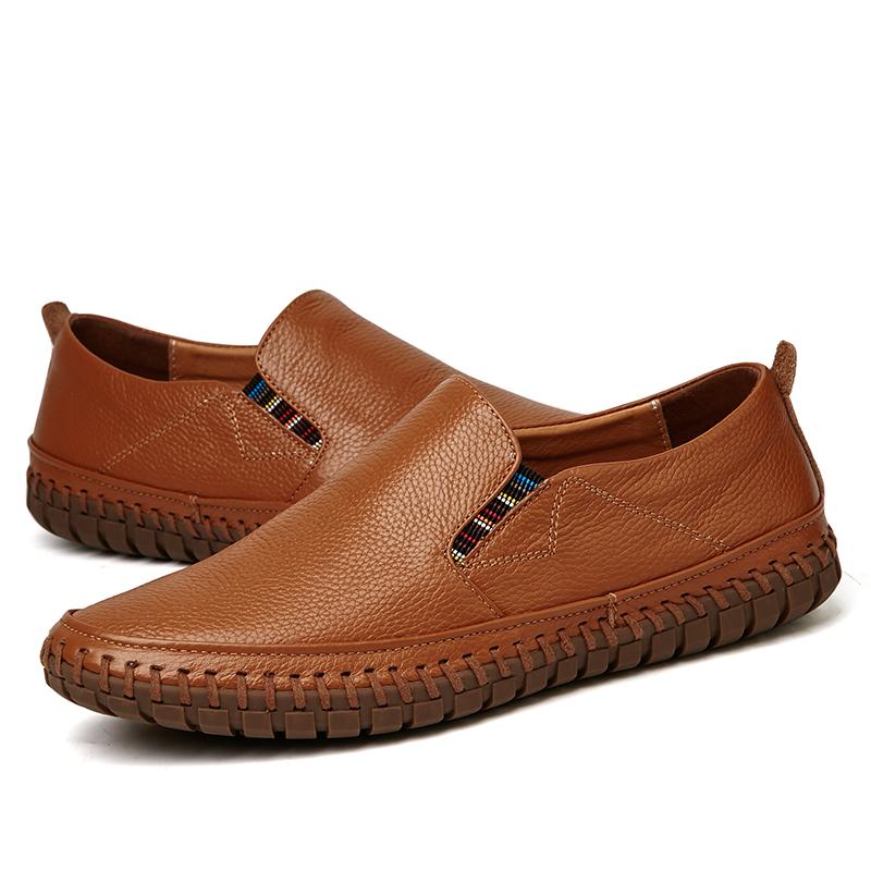 Fashion New Men Loafers Soft Moccasins Fashion Soft Spring Autumn Leather Shoes All-match Men Warm Flats Walking Shoes Large Size 50