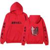 Attack on Titan Unisex Fleece Hoodie Front Japanese Text, Back Wings of Freedom Logo Autumn Winter Casual Pullover