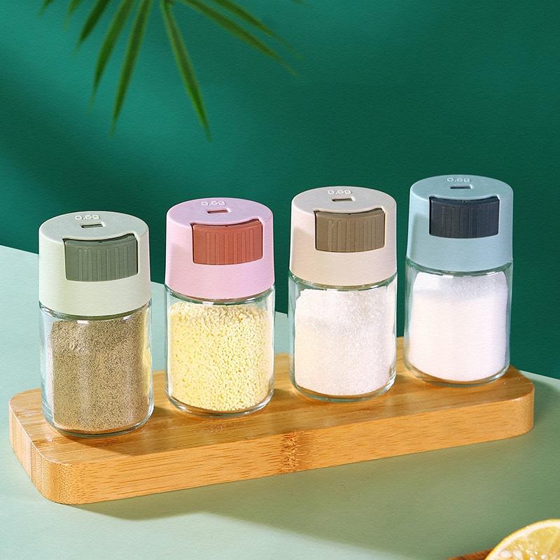 Metering Salt Shaker Push Type Salt Dispenser Salt Tank Sugar Bottle Spice Pepper Salt Shaker SpiceJar Can Seasoning Bottle