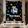 Custom Text Printed Tapestry Among Us Pattern Large Wall Hanging Indoor Room Decor