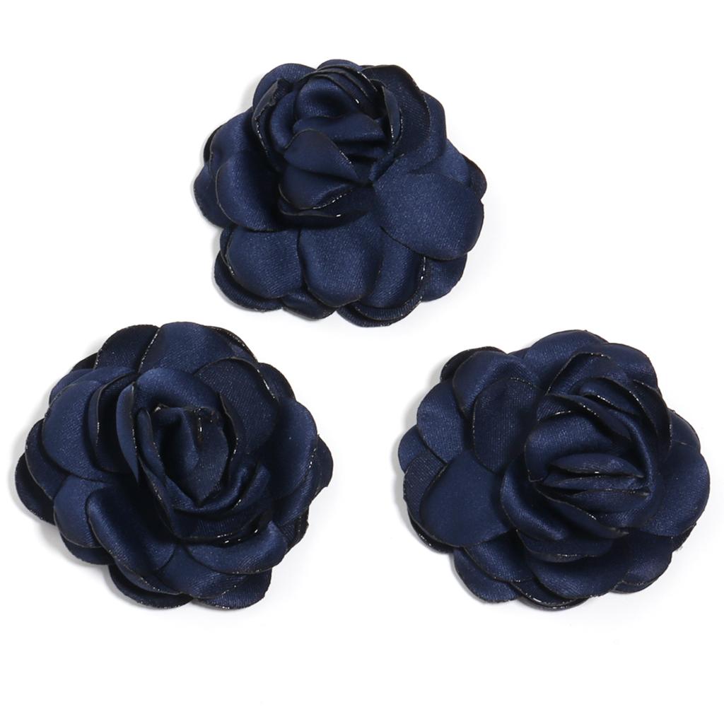 3pcs 5cm Satin Burned Edge Camellia Fabric Artificial Flower For Wedding Party DIY Crafts Clothing Headwear Decor Accessories