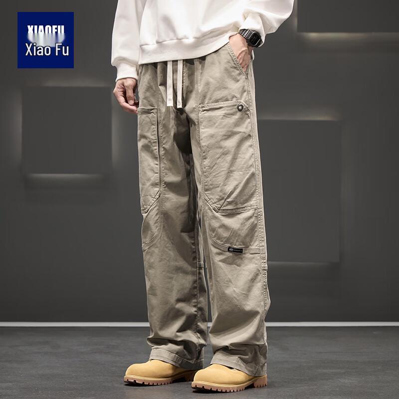 Xiaofu Men's 2025 American Style Casual Straight Leg Cargo Pants