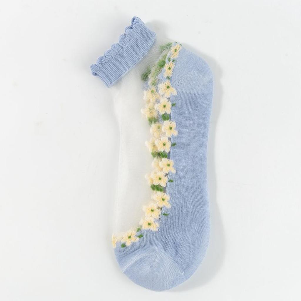 Women's Socks With Floral Patterns, Breathable And Sweat Absorbing Lace