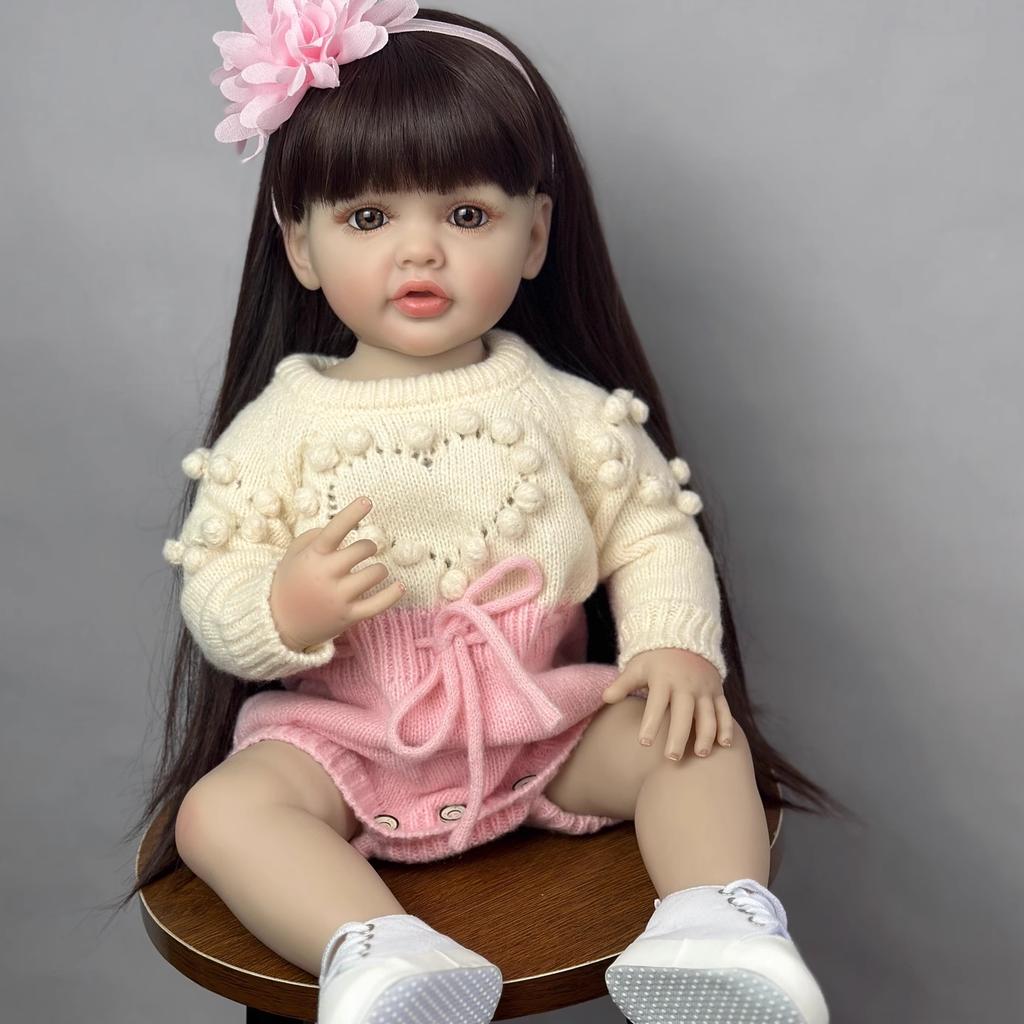 55 CM 22 Inch Reborn Dolls Realistic Full Silicone Baby Bebe Newborn Girl Doll Princess Toddler Toy Gift