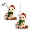 Cute Llama Xmas Gift Tags 2Pcs Christmas Alpaca Hanging Ornaments, 2D Flat Acrylic Decoration, Tree Decorations for Friends Pendants Holiday Backpack