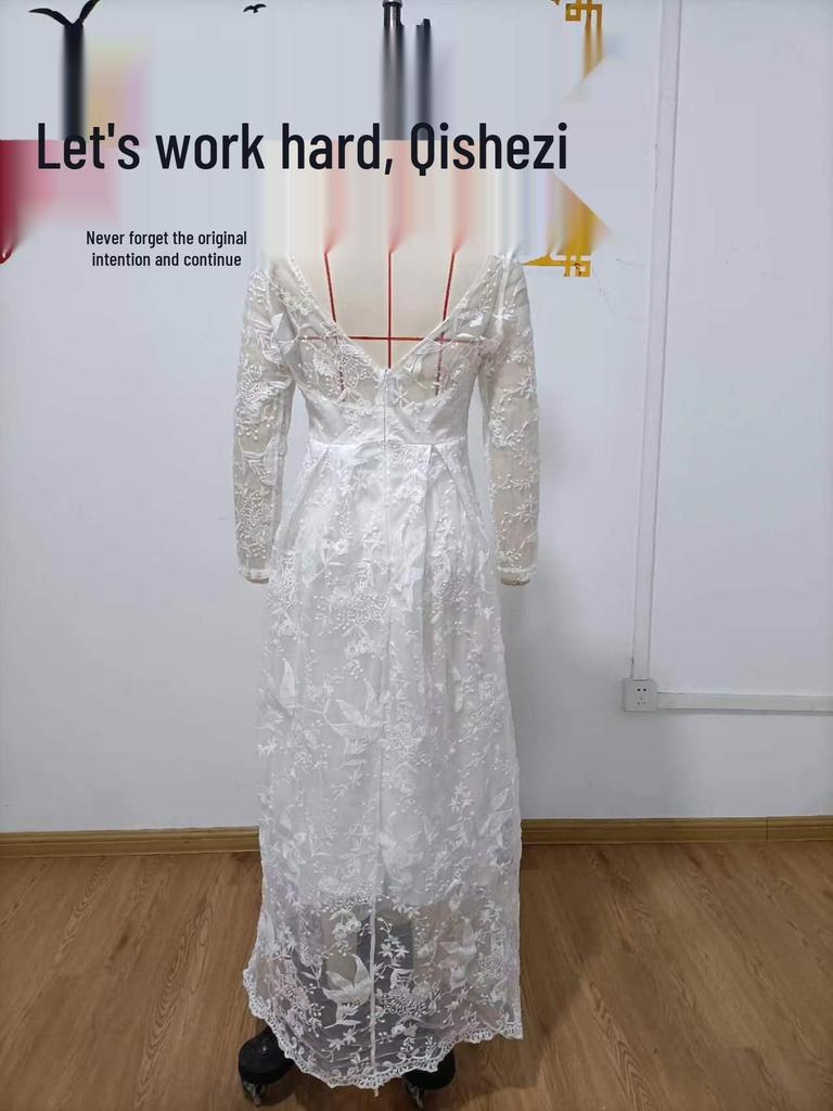 2025 Spring European & American Off-Shoulder Bridal Wedding Evening Gown for Women