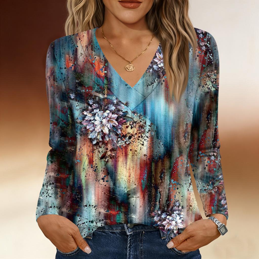 Long Sleeve Shirts For Women Cute Print Graphic Tees Blouses Casual Plus Size Basic Tops Pullover