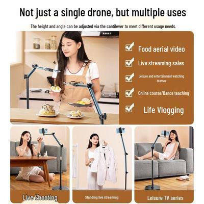 Multifunkční stolní a noční držák na mobilní telefon pro streamování, snímání shora a z nízkého úhlu, výsuvný stojan pro videa a TikTok