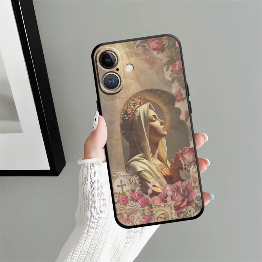 Blumen Madonna Hülle für Apple iPhone 17 Pro Max XR XS MAX 11 13 16 15 Pro 7 8 14 Air 12 Funda Handyhülle