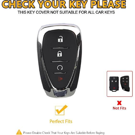 FT FUNTOR for Chevy Key Fob Cover,4 Buttons TPU Key Cover with Silver Edge,Compatible with Chevrolet Equinox Bolt Sonic Trax Blazer Trailblazer Cruze