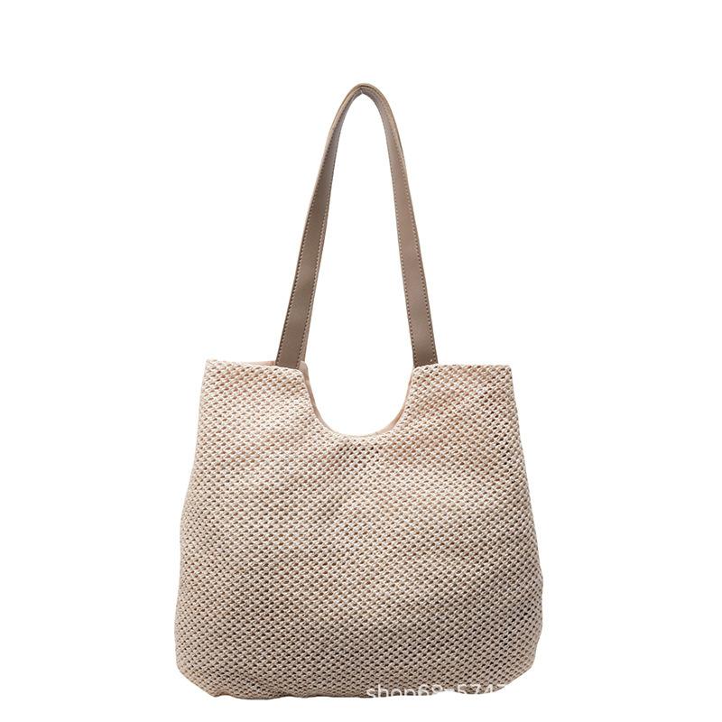 This Year's Popular Fashion Woven Large-capacity Leisure Bag 2025 Spring and Summer New Straw Woven Portable Shoulder Tote Bag