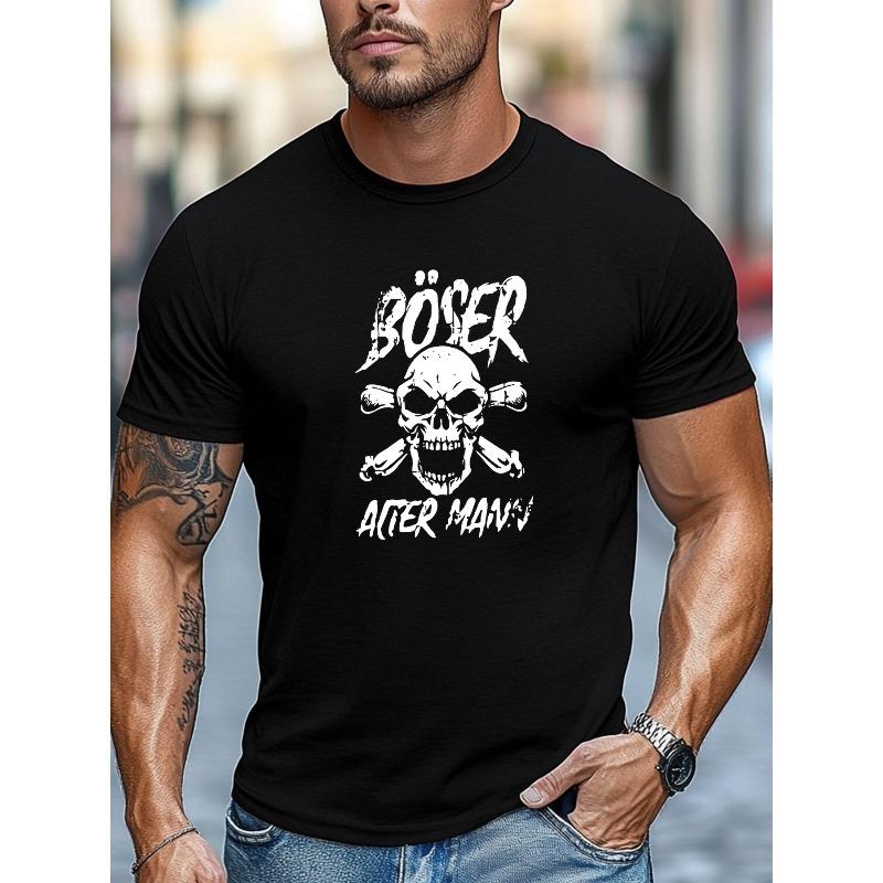 European Size Men's T-Shirt, Comfortable And Versatile, Easy Yet Stylish, Featuring a Skull And Crossbones Design for a Casual Look with a Round Neck