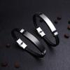Custom Braided Wristband Bangle Leather Stainless Steel Bracelet Man and Woman Lettering Engraved Logo for Couple
