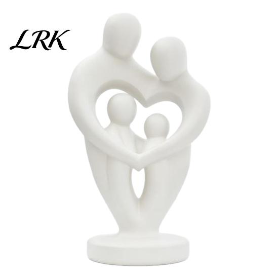 Modern Minimalist Ornament 3D Printed Family of 4 Sculpture, Abstract Heart Shaped Home Decor, Entrance Hall Accessories Matte Black Bookshelf белый