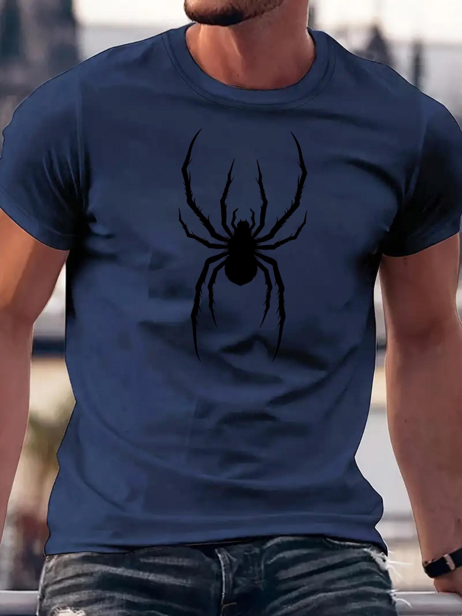 Spider Graphic Cotton Blend T-shirt - Black with White Spider Print L