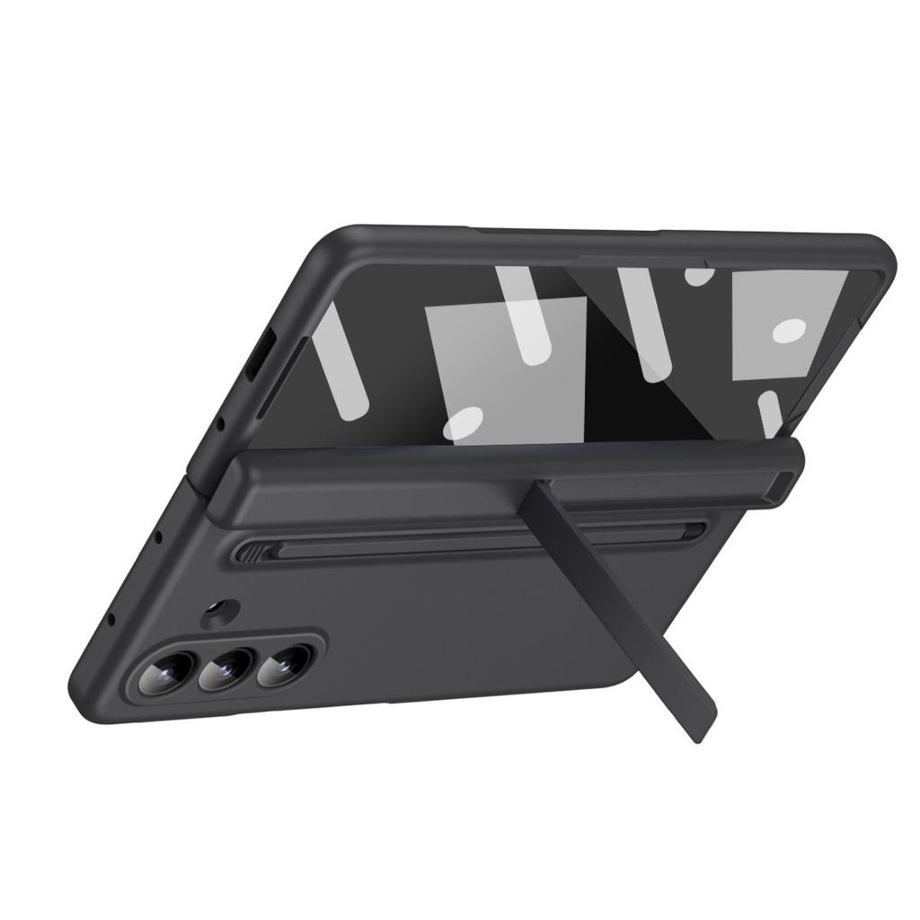 Phone Case For Samsung Galaxy Z Fold 7 Hinged Protection ,Shockproof PC + Tempered Glass Film Holder Back Cover With Pen slot and Stylus New