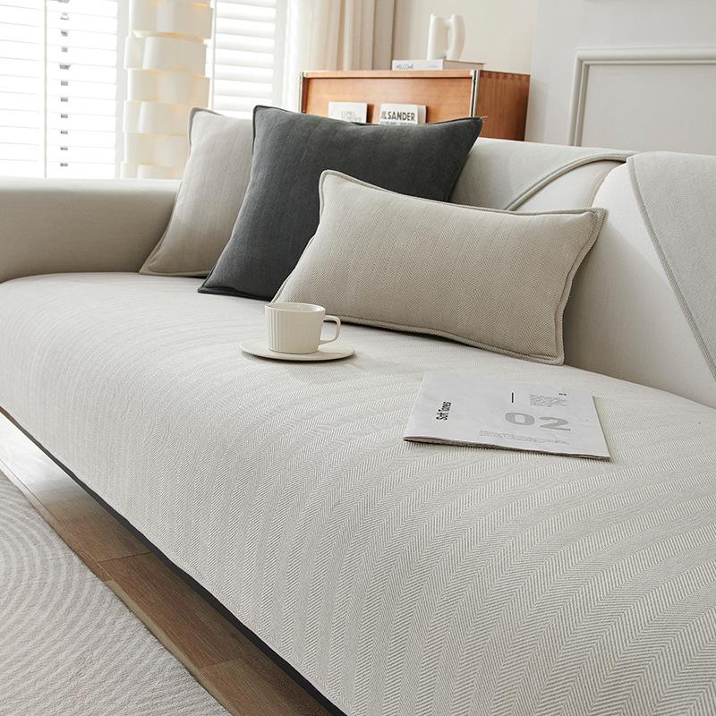 Sofa Cushion Four Seasons Universal Non-Slip Herringbone Chenille Cushion Summer Green Sofa Cover