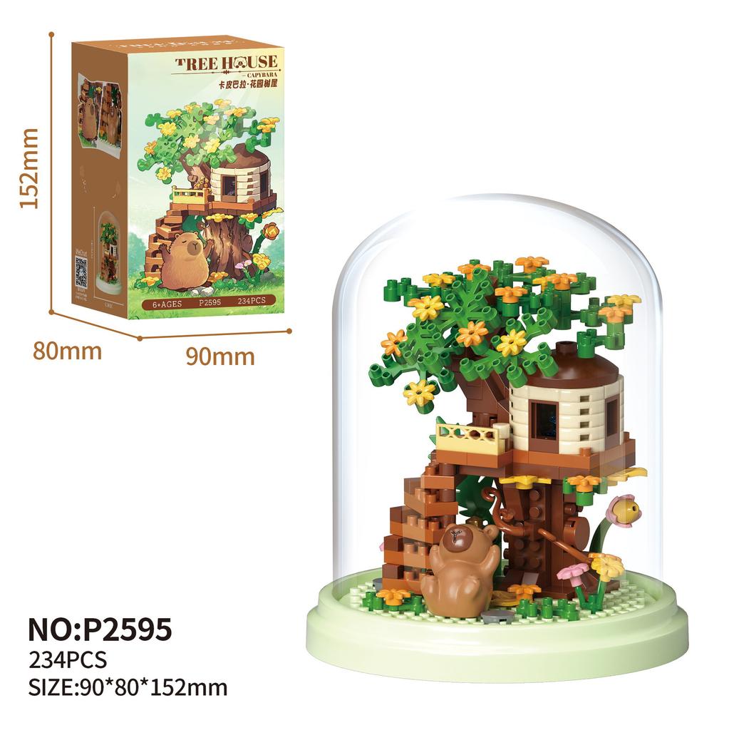 Adults Micro Tree House Assembly Bricks Constructor Set Flowers Sakura Particle Building Block Toy for Children Diy Set for Kids
