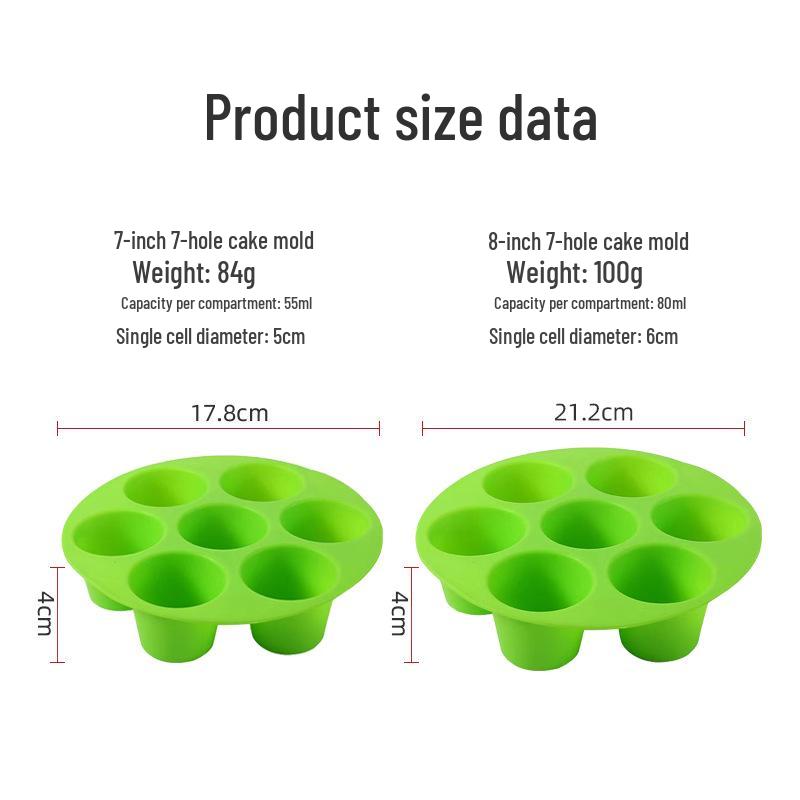 7-Hole Silicone Cake Mold & Muffin Cups - Air Fryer Accessories, Baking Tools Bestseller
