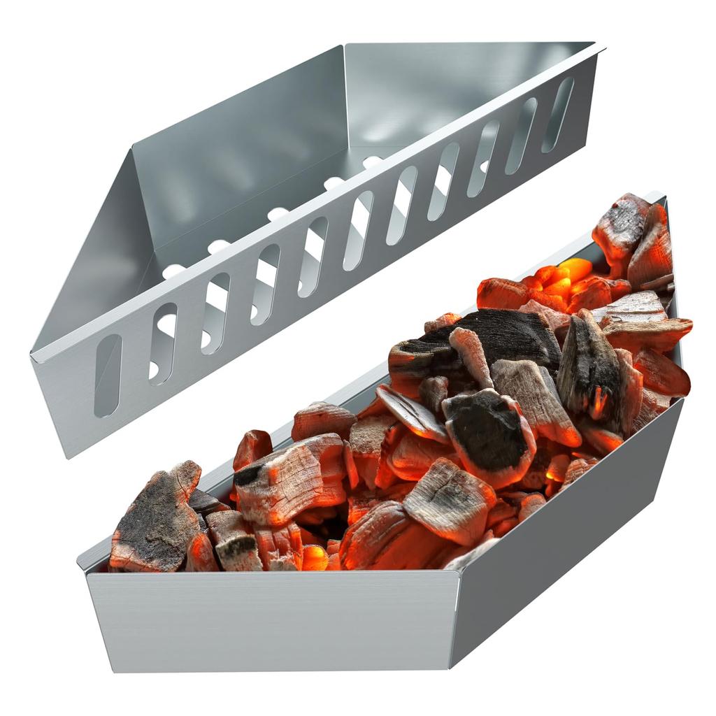2-piece Set Charcoal Grill Basket Wood Chip Smoker Basket Fruitwood Charcoal Grill Basket Outdoor Bbq Smoker Box And Heater