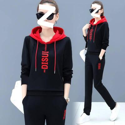 Freizeit-Sportanzug Damen Herbst und Winter Mode Große Größen Locker Lauf-Kapuzenpullover Zweiteiliges Set