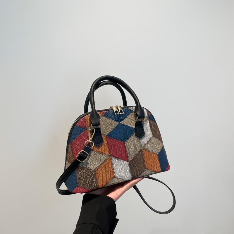 Сумка с премиальной текстурой женская новая сумка-мессенджер модная модная на одно плечо контрастная цветовая отделка splicing женская портативная сумка-ракушка