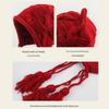 Women's Handmade Red Wool Tassel Hat - Warm Ear Protection for Autumn & Winter, Korean Fashion