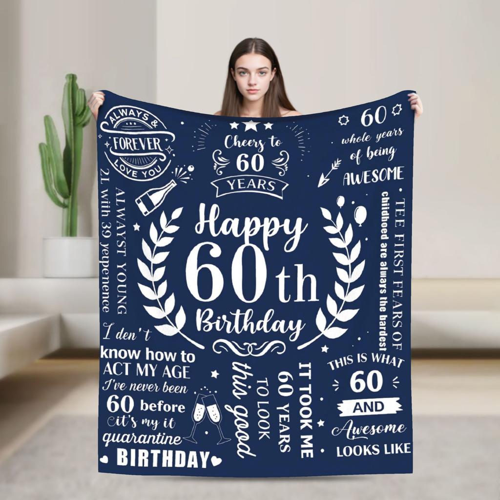 Turning 60 Year Present For Man's 60th Birthday Blanket Adults  Flannel Throw Blanket For Bedroom Warm Comfy Quality Bedspread