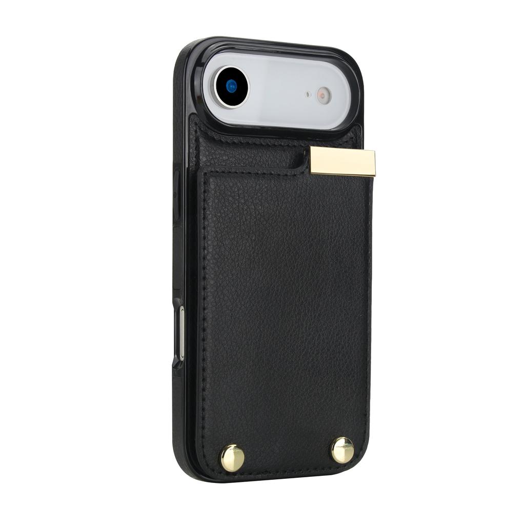 For iPhone Air Case TPU + PU Leather Hardware Decor Phone Cover with Card Holder