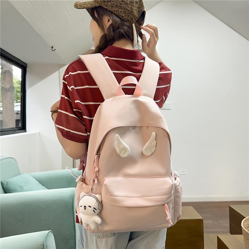 Solid Color Student Schoolbag Women's Backpack
