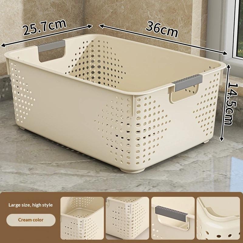 Stackable Vented Organizer Baskets Multi Size with Handles for Efficient Office Supplies Storage