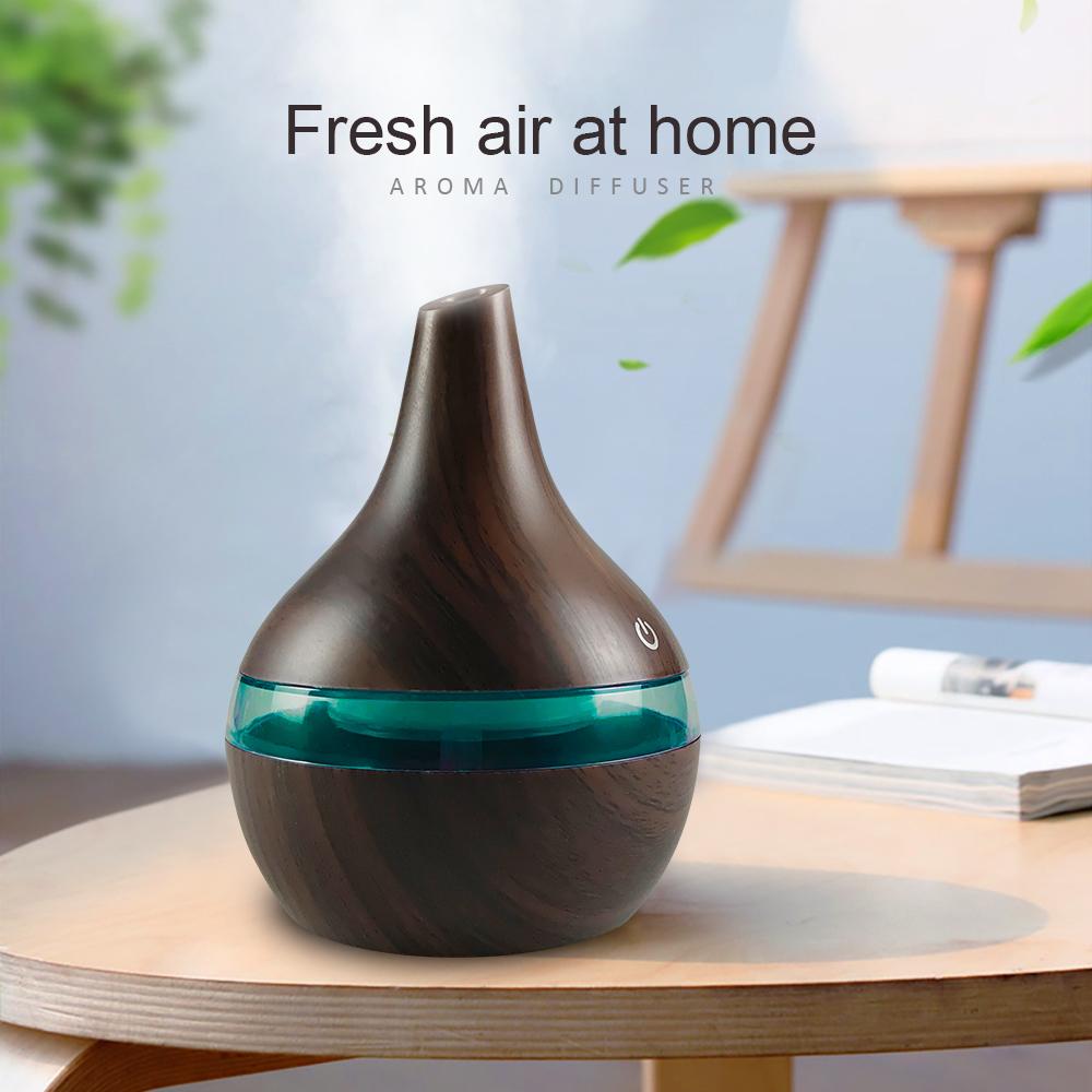 Diffuser For Home 300ml USB Humidifier  Essential Oil Diffuser Wood Grain Design  Cool Mist for Home Office Desktop  Includes 2
