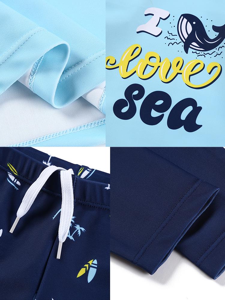 2025 Boys' Long Sleeve Split Swimsuit Set with Sunscreen Protection for Kids