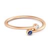 Blauer Saphir Offene Fassung Zwei- 925 Steinring - 925 Sterlingsilber Roségold Vermeil