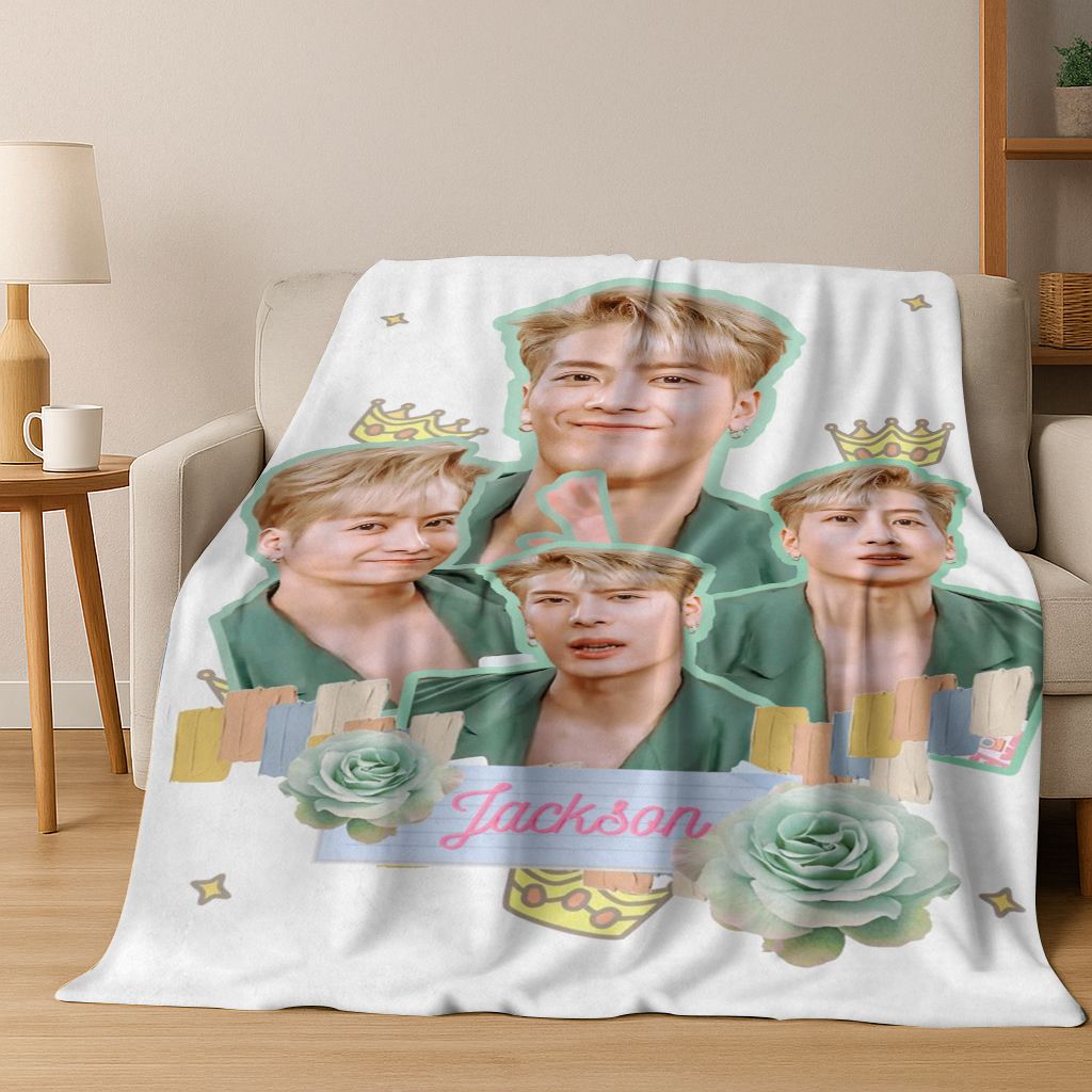 3D Jackson Wang Art Singer Star Flannel Blanket,Cozy Soft Throw Blanket for Home Bedroom Bed Sofa Picnic Office Cover Kids Gift