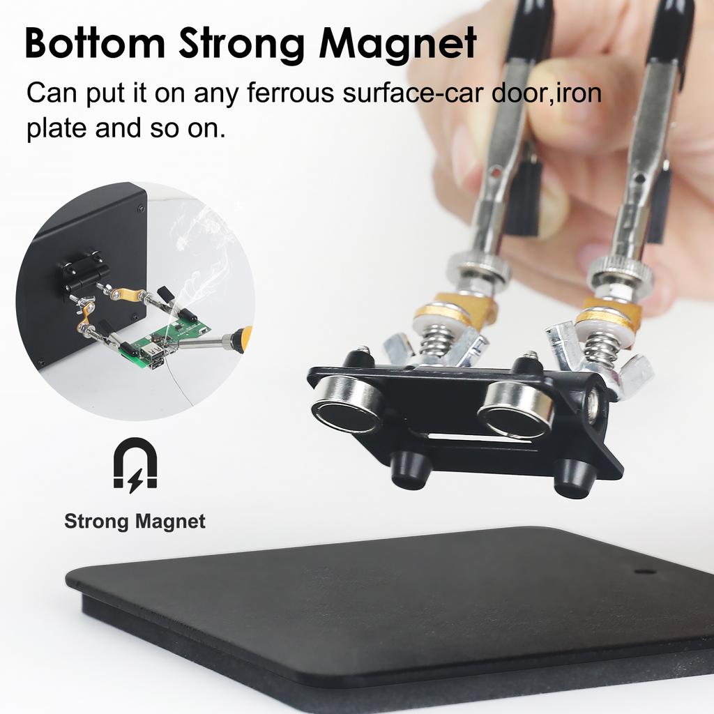 Magnetic Helping Hands Soldering Station with Adjustable PCB Holder Metal Flexible Arms Third Hand Tool for Electronic Repair
