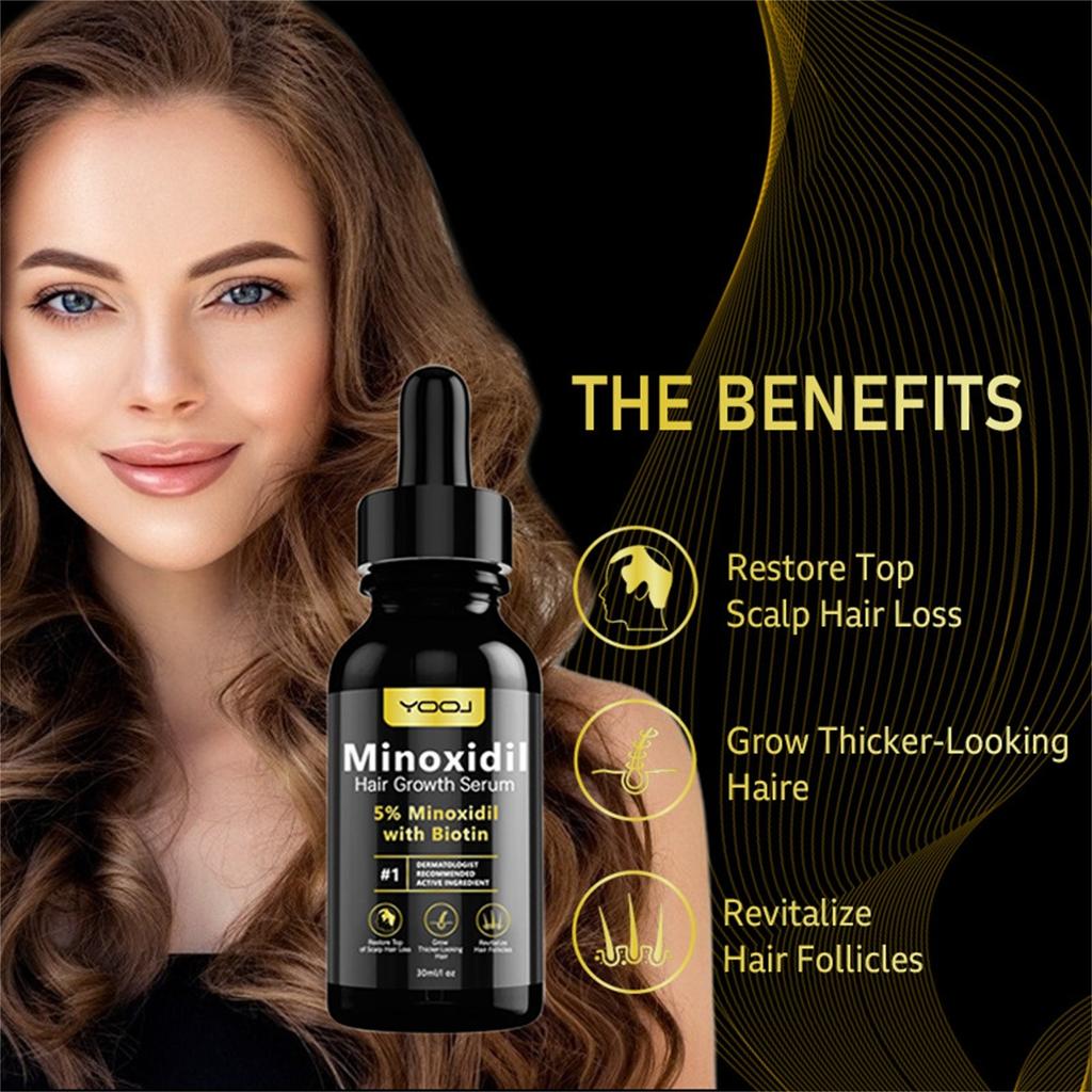 Croissance des cheveux à 5 % pour hommes et femmes - Infusé de biotine, de niacinamide et de panthénol, prévient la chute des cheveux 30 ml