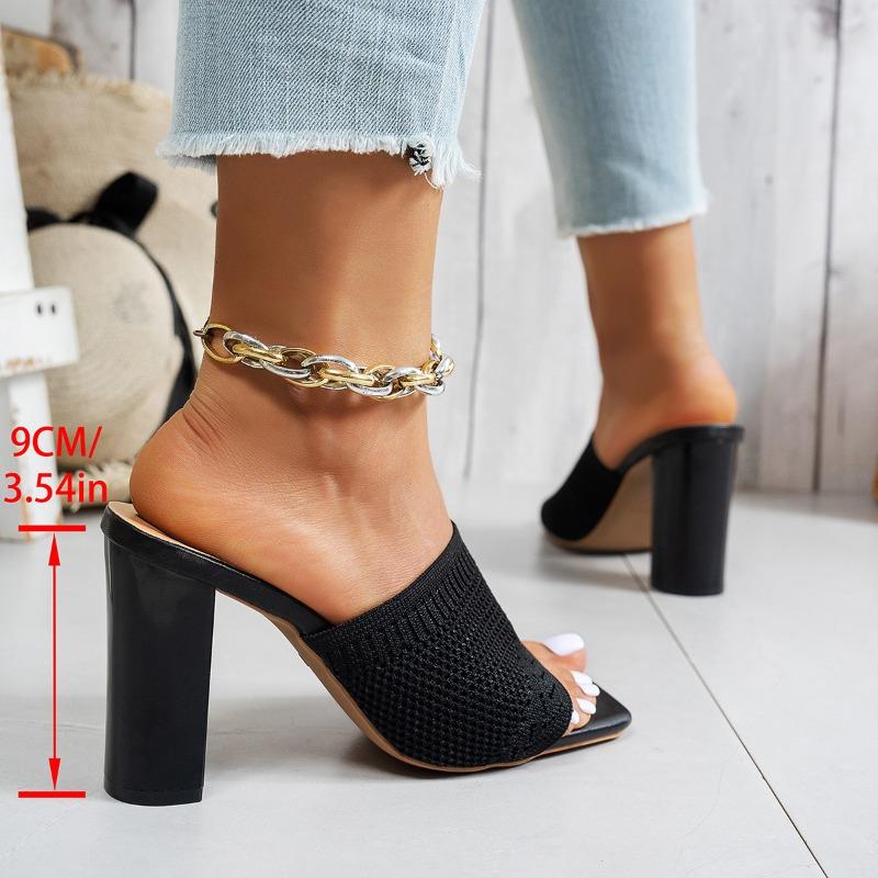 Women High-heeled Sandals Summer Breathable Canvas Sandal Fashion High Heel Slippers for Women Designer Thick High-heels Sandals