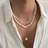 New 1Pcs/Set Vintage Coconut Husk Rice Beads Choker Necklace for Men Punk Gold Color Rounds Metal Pendant Chain Jewelry New