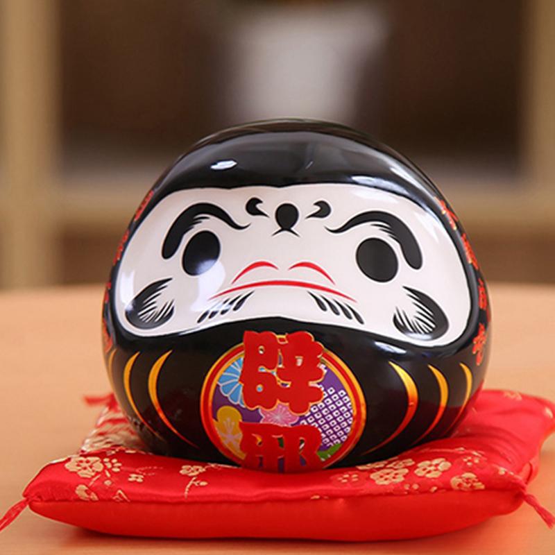 Japanese Ceramic Daruma Doll Lucky Cat Fortune Ornament Money Box Tabletop Feng Shui Craft Home Decor Crafts Gifts