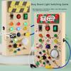 Wooden Interactive Learning Toy with LED Light Busy Board Button Switch Early Education Intelligen Play for Kids