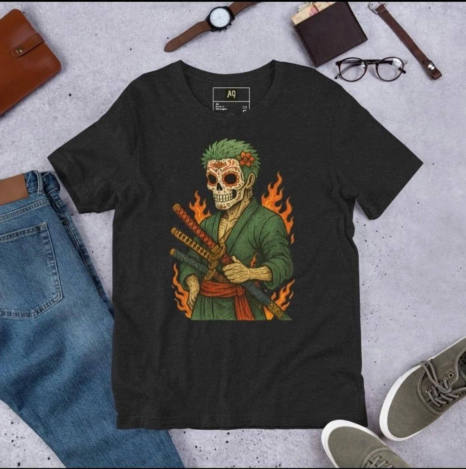 Custom day of the dead Zorro T-shirt 100% cotton Gildan S разноцветный