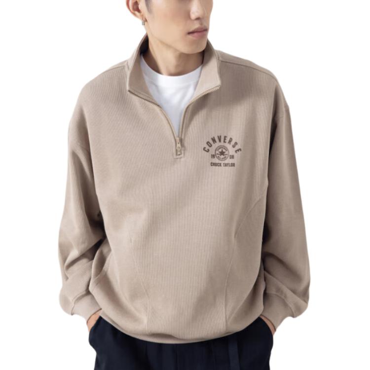 Converse Sweatshirts Unisex Khaki Half Turtleneck Moderate UCJ083-X9V S