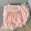 Women's Three-Piece Cotton Pajama Set - Summer, Round Neck, Cute & Comfy Short Sleeve for Home Wear