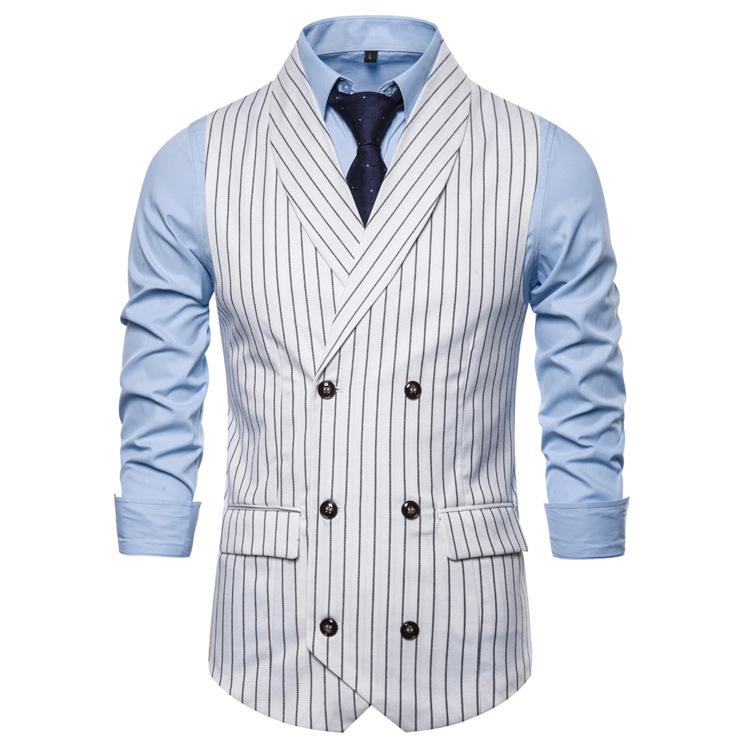 Men's European-Style Striped Shawl Collar Suit Vest - Autumn/Winter Casual 2019