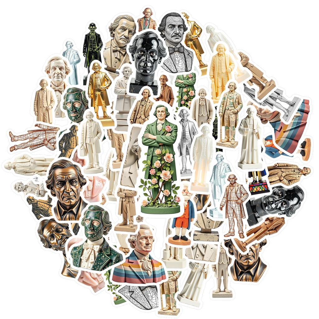 35-100pcs Historical Figure Stickers Teacher Reward Stickers Stationery School Supplies Decorative Luggage Laptop Cup Diary Book