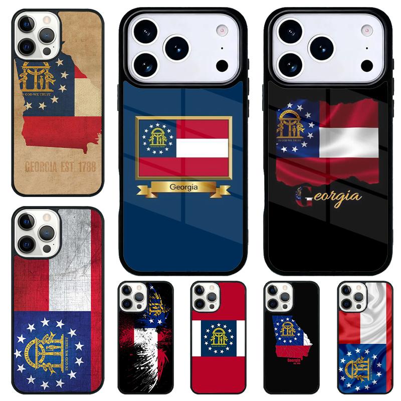 Georgia State Flag Phone Case for iPhone 17 Air 16 15 11 12 14 13 Pro Max Shockproof Cover